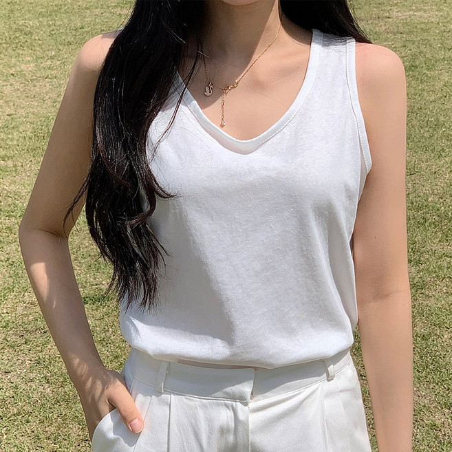 로이지 여성나시티 레이어드티셔츠 여릿 민소매 이너나시 데일리