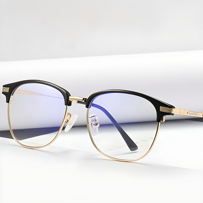 제이비나인 그대로착용 Click 2컬러 블루라이트차단안경 하금테안경 블랙 골드 실버