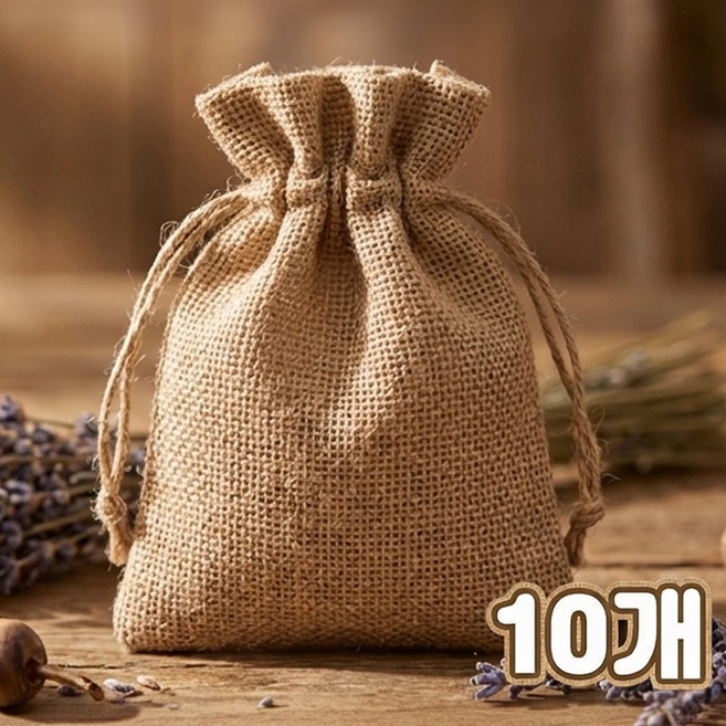 픽커리 방마 재질 끈 주머니 복주머니 중형, 10개, 연브라운