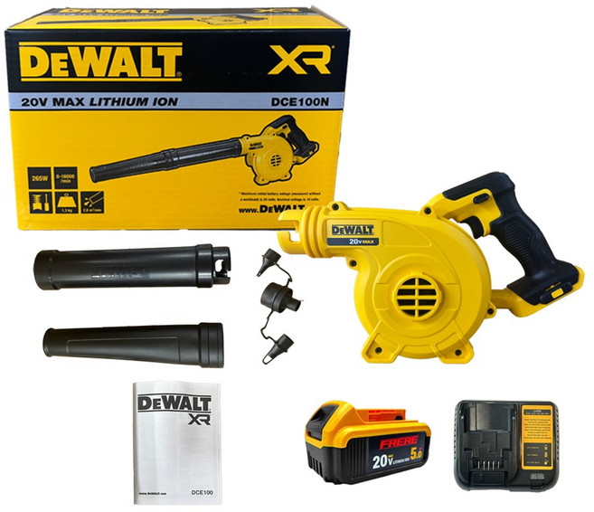 디월트 18V(20V) 무선 충전 송풍기 DCE100N 디월트호환 5.0Ah 배터리 세트낙엽 제설, 1개