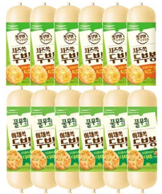 두부봉 2종세트 치즈쏙 야채쏙 풀무원, 12개, 180g