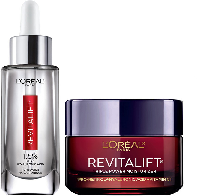 LOreal Paris 로레알 파리 리바이탈리프트 15 순수 히알루론산 페이스 세럼 트리플 파워 안티에이징 모이스처라이저 1세트, L'Oreal Paris 로레알 파리 리바이탈리프트 1, 1개, 30ml