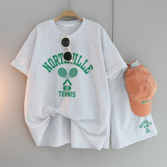 달콩 여성 여름상하세트 트레이닝세트 빅사이즈 테니스라켓반팔반바지세트