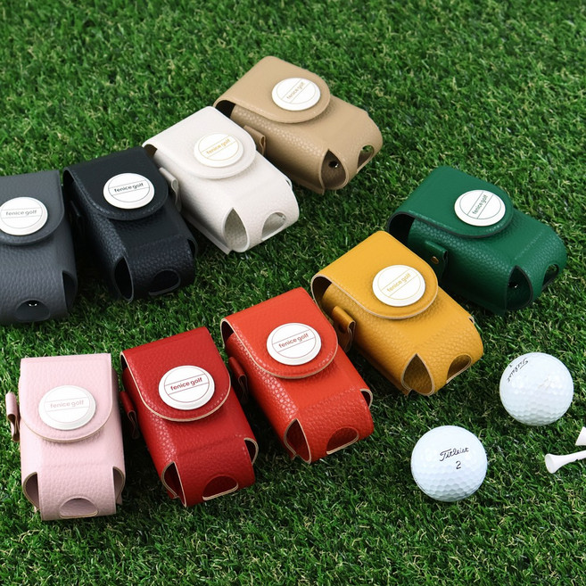 [페니체] 골프 볼 케이스 국산 2구 세로 골프공 파우치 주머니 가방 볼마커 세트 가죽 9컬러, 크림화이트, 1개