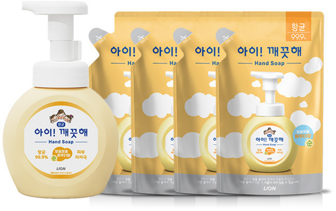 CJ라이온 아이깨끗해 순 향균핸드솝 + 리필형 4개, 250ml, 1개