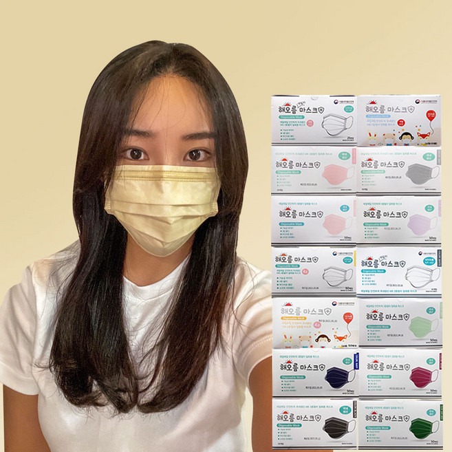 국산 해오름 덴탈마스크 비말차단 대형 베이지, 50개입, 2개