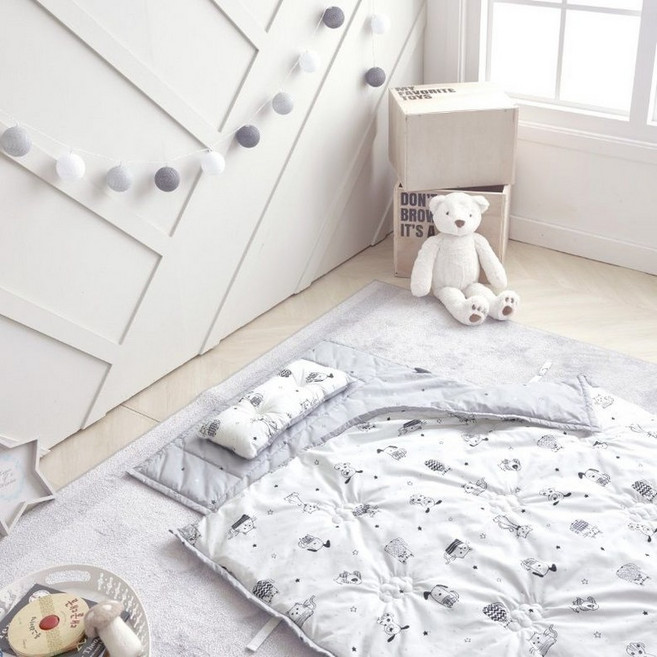 알레르망 베이비 키즈 아동 [이불세트] 몰리 일체형 낮잠이불세트, 화이트