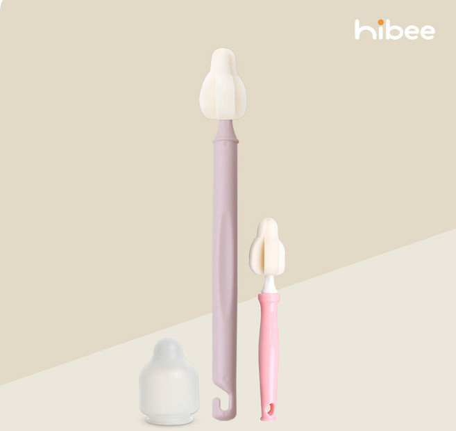 하이비 몽글이 젖병 젖꼭지 세척솔 롱미니솔+필터폼젖꼭지솔+먼지캡, 라이트그레이, 1세트