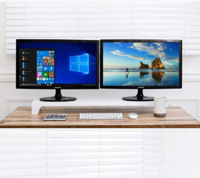 고급 메탈 듀얼 모니터받침대, 화이트