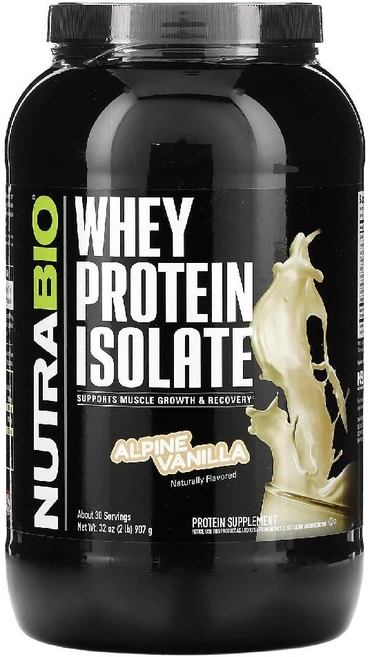 뉴트라바이오랩 분리 유청 단백질 Whey Protein Isolate 알파인바닐라 907g, 1개 - 쿠팡