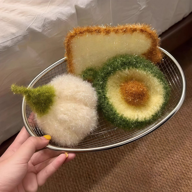 HSH 韓國可愛造型洗碗海綿 吐司蒜頭款, 1個, 酪梨