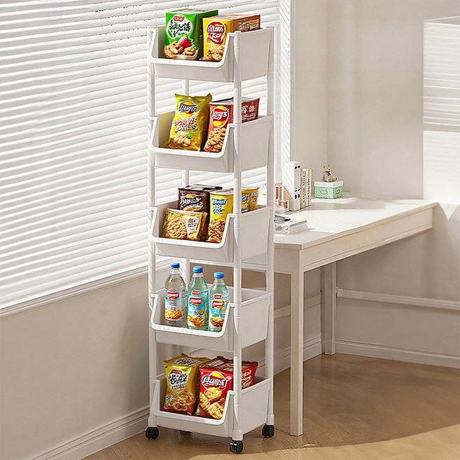 Tiger Pavilion 이동식 플라스틱 수납 정리함 5단, 화이트