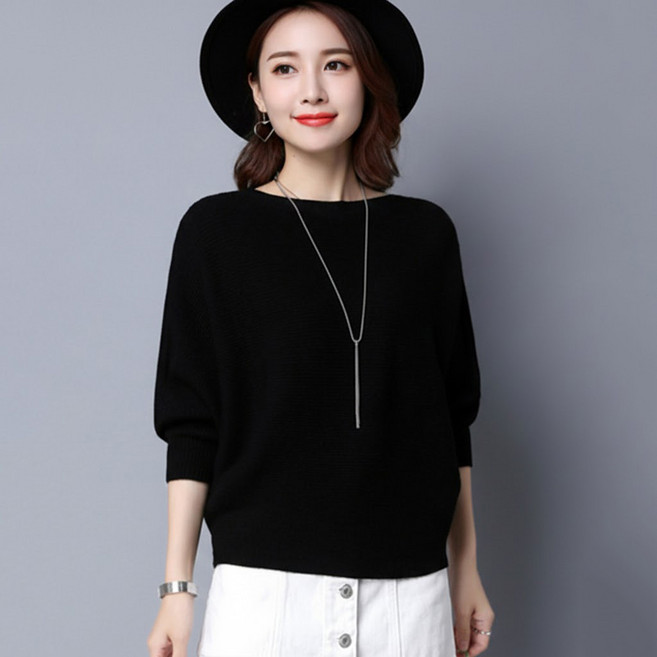 지디오 여성 니트 티셔츠 긴팔 스웨터 가오리핏 니트티