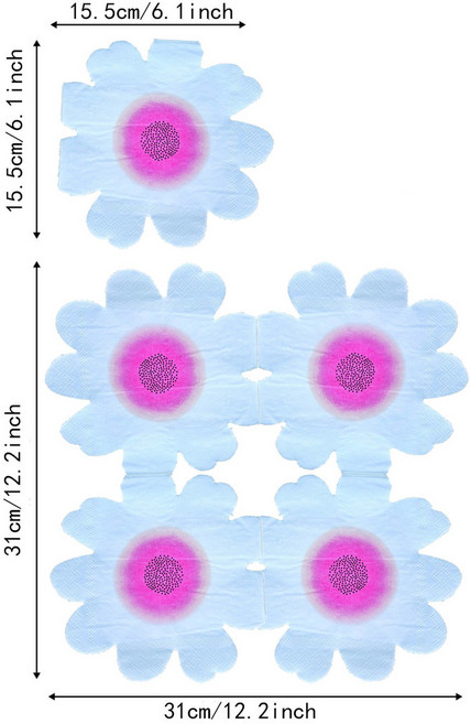 印花餐巾紙 小雛菊 派對生日週歲佈置 用紙巾, 花朵紙巾-藍色20pcs, 1個