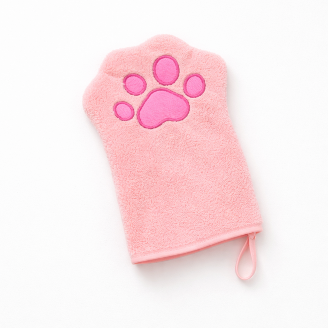 루제아나 드라이기 싫어하는 반려동물용 물기제거 타월장갑 1개, 핑크