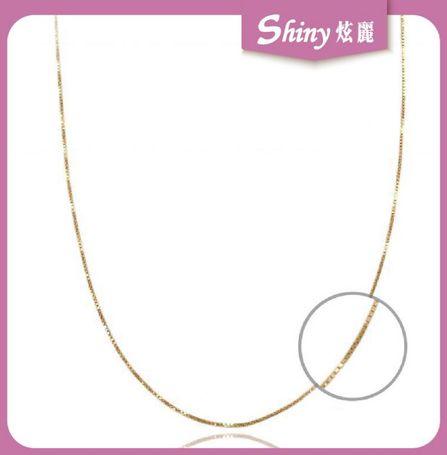 【炫麗】18K金 K金項鍊 18K金色盒子項鍊 50CM 盒子鍊 0317