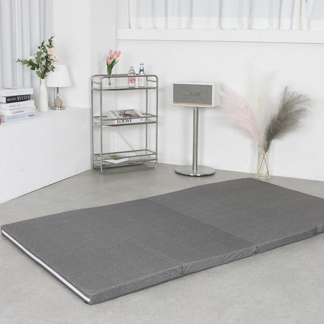 4단 마이크로 발수코팅 접이식매트리스 바닥 토퍼 캐핑 차박 군용, 4단(소)블루+방수속커버, 상세페이지 참조, 4단(소)블루+방수속커버