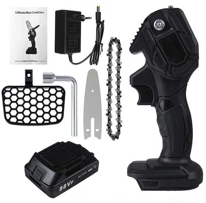 소형전기톱 미니체인톱 3000w 88vf 4 인치 미니 전기 전기 톱 리튬 이온 배터리 makita 18v 배터리 용 휴대용 무선 한 손 목공 도구, 배터리 1개, 1개