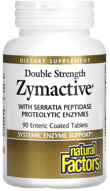 네추럴팩터스 더블 스트렝스 자임액티브 세라티아 펩티다아제 프로티얼리틱 엔자임 엔터릭 코팅 타블렛, 90정, 1개