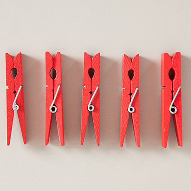 홀리컬러 나무집게 세트, 레드 (5개입), 1개