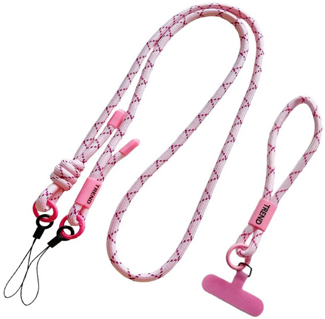 앤루프 도난 방지 길이조절 핸드폰 스트랩 2종세트(숄더스트랩+손목스트랩), 1세트, 09 핑크줄무늬
