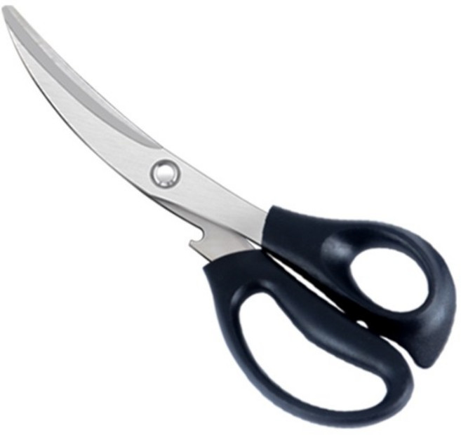 잘 잘리는 곡선 고기가위 삼겹살가위, 1개, 블랙