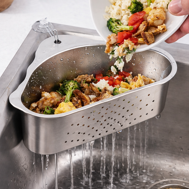 젠토 녹제로 304 올스텐 싱크대 코너형 음식물 거름망, 1개, 실버