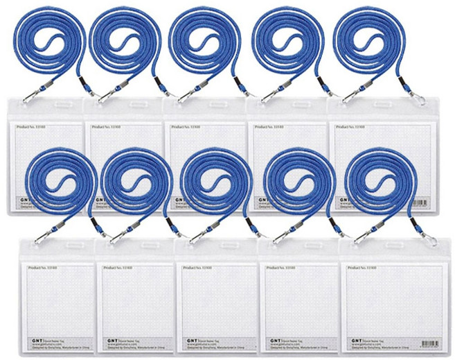 113x113mm 10개입 네임택 목걸이 명찰 정사각 사각형목걸이명찰 목걸이네임택 행사명찰, 1개, 청색