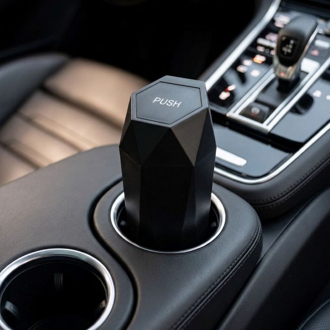 엣지다이아 트루픽 차량용 쓰레기통 자동차 휴지통, 1개, 블랙