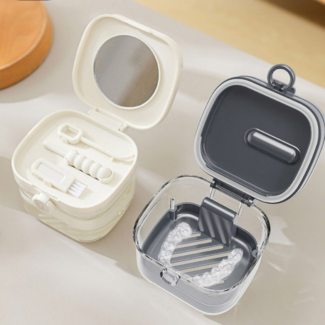 투명 틀니 케이스 교정기 세척, 화이트, 1개