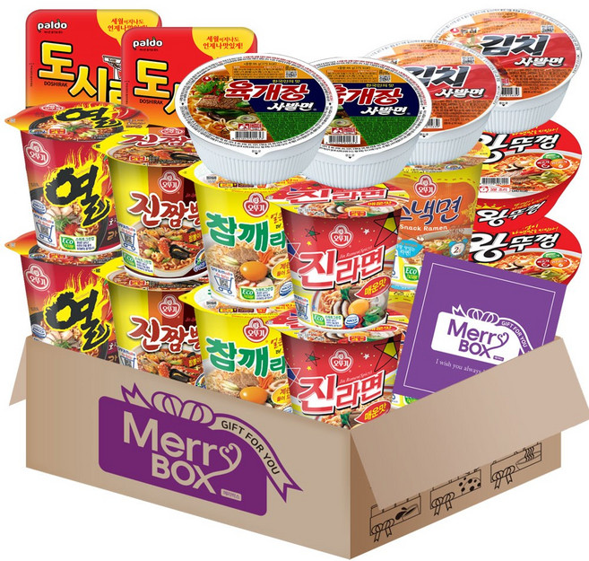 소컵라면18개세트 18호(진라면 매운맛2+열2+참깨2+스낵2+진짬뽕2+도시락2+미니왕뚜껑2+육개장사발면2+김치사발면2), 1개