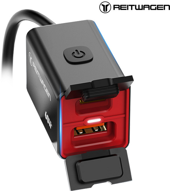 60W 오토바이 2구 시거잭 C타입 초고속 충전기 QC3.0 PD 방수 USB 고속충전, 1개