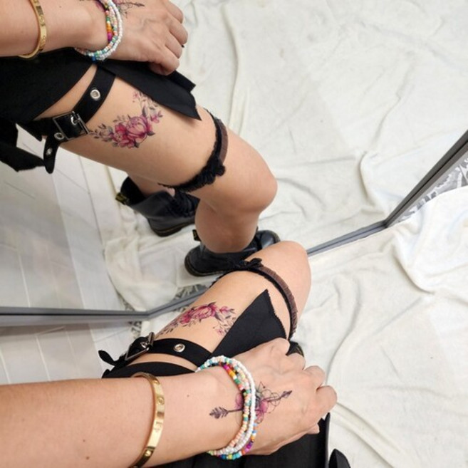 컬러 레터링 타투스티커 쇄골 골반 손 발 헤나 문신 스티커