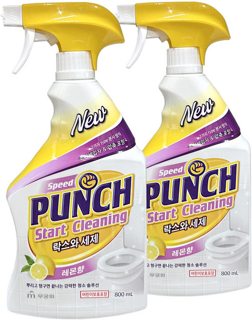 무궁화 스피드 펀치 락스와 청소 세제 세정제 레몬향 800ml 2개