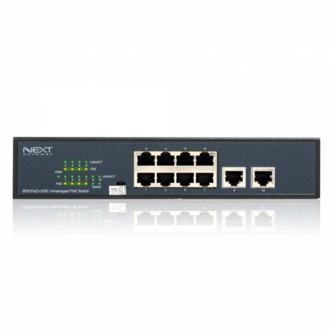 넥스트유 8포트 10/100 Mbps PoE+2포트 업링크 스위칭 허브, NEXT-POE808FP, 1개[출고]_ma