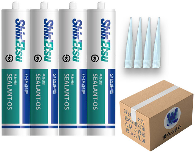 신에츠 무초산 실리콘 창틀 샷시 창호 유리 방수 비초산 진밤색, 4개