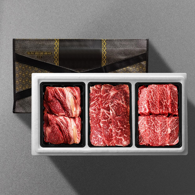 [기품맛담 ] 1+ 숙성한우 특선꽃등심구이 1.2kg 선물세트10호(꽃4채4살4), 1박스
