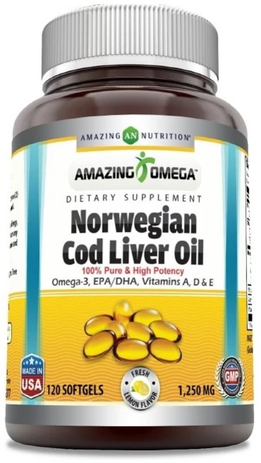 어메이징뉴트리션 노르웨지안 대구 간 오일 1250mg 오렌지 소프트젤, 120정, 1개 - 쿠팡