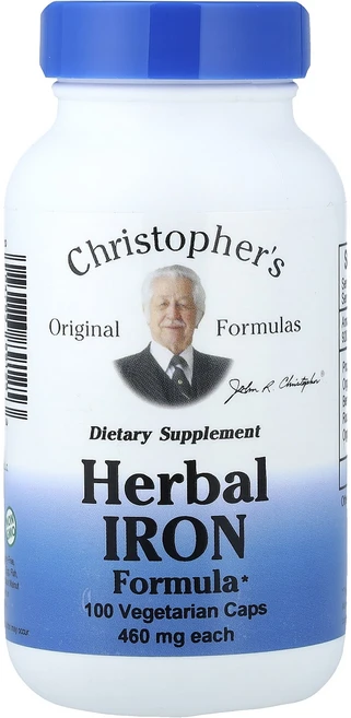 Christopher's Original Formulas 허벌 아이언 포뮬러 475 mg 100 베지캡슐, 3개, 100정 - 쿠팡