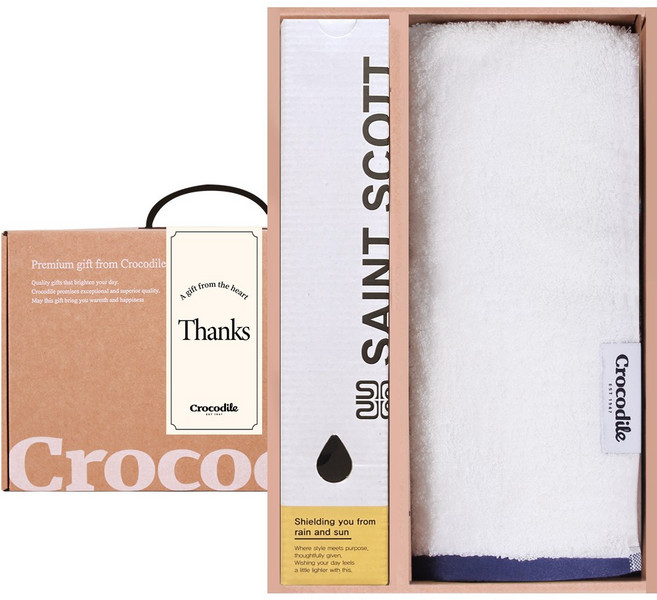크로커다일 40수 200g 타올+양산 선물세트, 1세트, 아이보리타올
