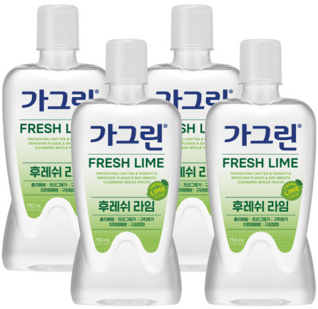 가그린 후레쉬 라임, 4개, 4개입, 750ml