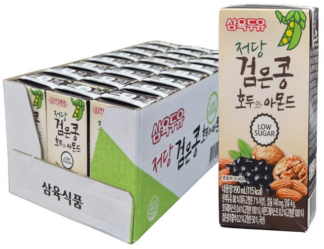 삼육 저당 검은콩 호두와아몬드 두유, 190ml, 48개