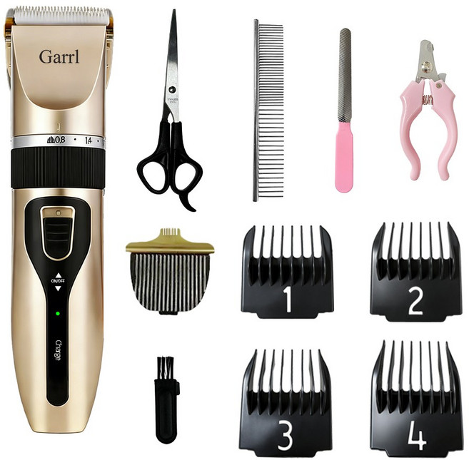 반려동물 이발기 강아지 바리깡 애견 고양이 가정용 미용실, 1개, 골드