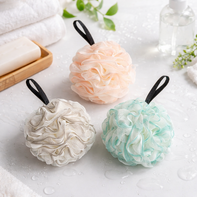 리치라라 거품풍성 부드러운 바디 샤워볼, 1세트, 3개입, 혼합색상