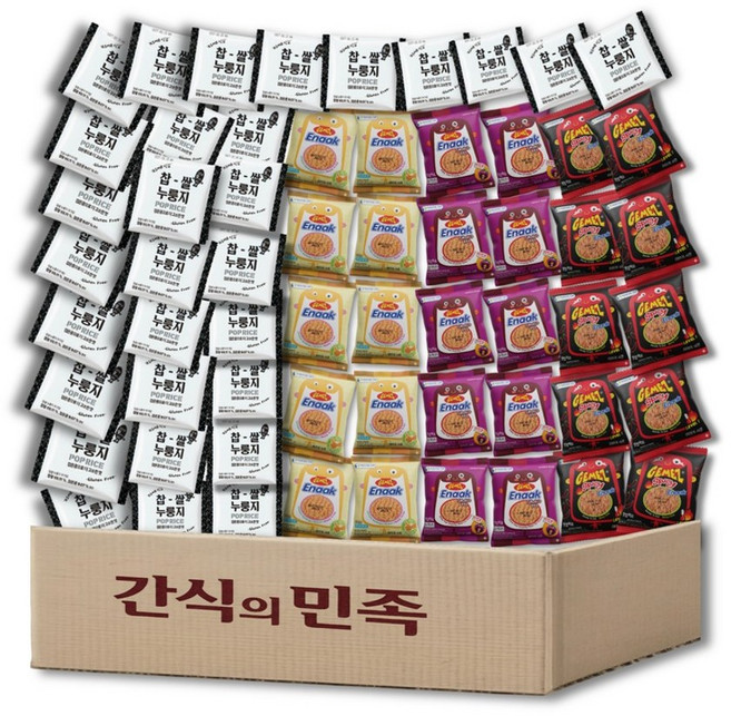 찹쌀 누룽지 에낙 라면과자 누룽지팝 과자 쌀과자 무가당+에낙 총 60개혼합구성, 60개, 20g