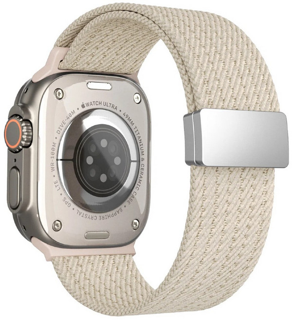 BuGeum 애플워치 경량 스포츠 나일론 스트랩 밴드 11 10 9 8 7 6 SE2 Ultra 1/2/3, 1개, 흰색