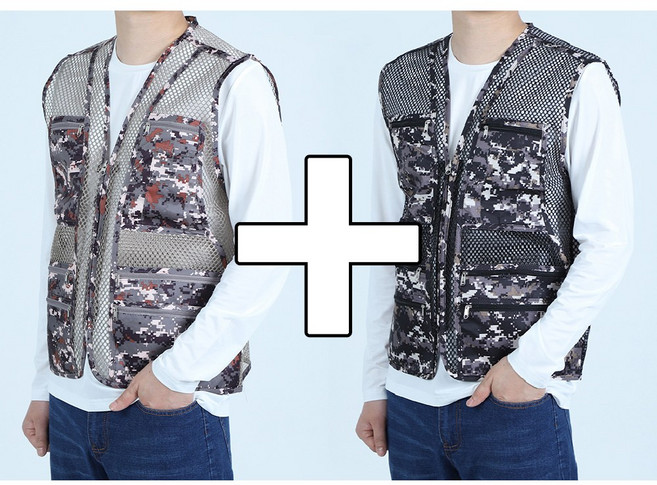 꽃중년 여름 작업조끼 망사 군용 포켓 다용도 주머니많은조끼 빅사이즈 1+1