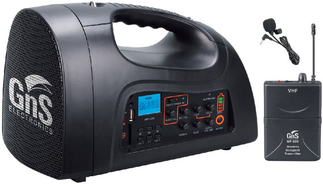 GNS GA-60P 60W 이동형앰프 충전식 무선벨트마이크 지앤에스