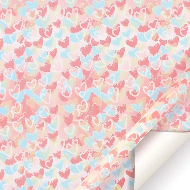 접이식 선물 포장지 크리스마스 사랑 무지개 자갈 발렌타인 데이 도매 공예 50x70cm, 03 Love