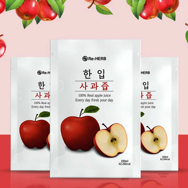 100% 국내산 NFC 착즙 사과즙 주스 100ml 30포
